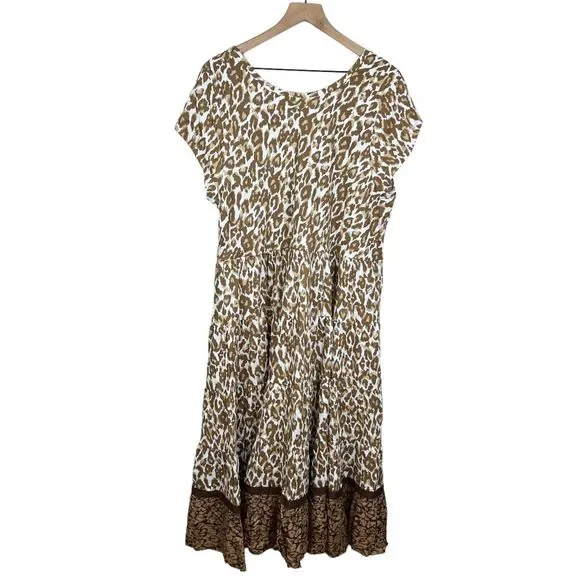 Soft Surroundings Womens Brown Leopard Print Kara‎ Dress 1X (18W-20W) NWT